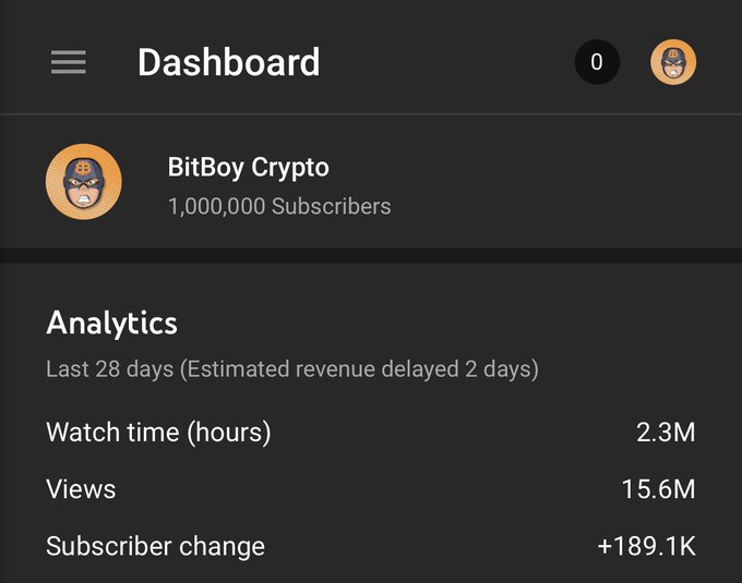 YouTube channel had 1000000 subscribers