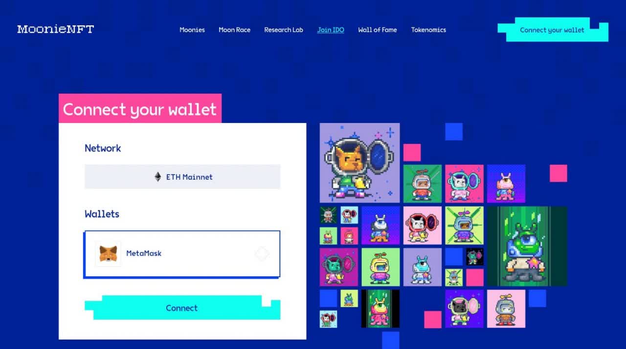 MoonieNFT It’s very easy to connect your MetaMask Wallet to the platform